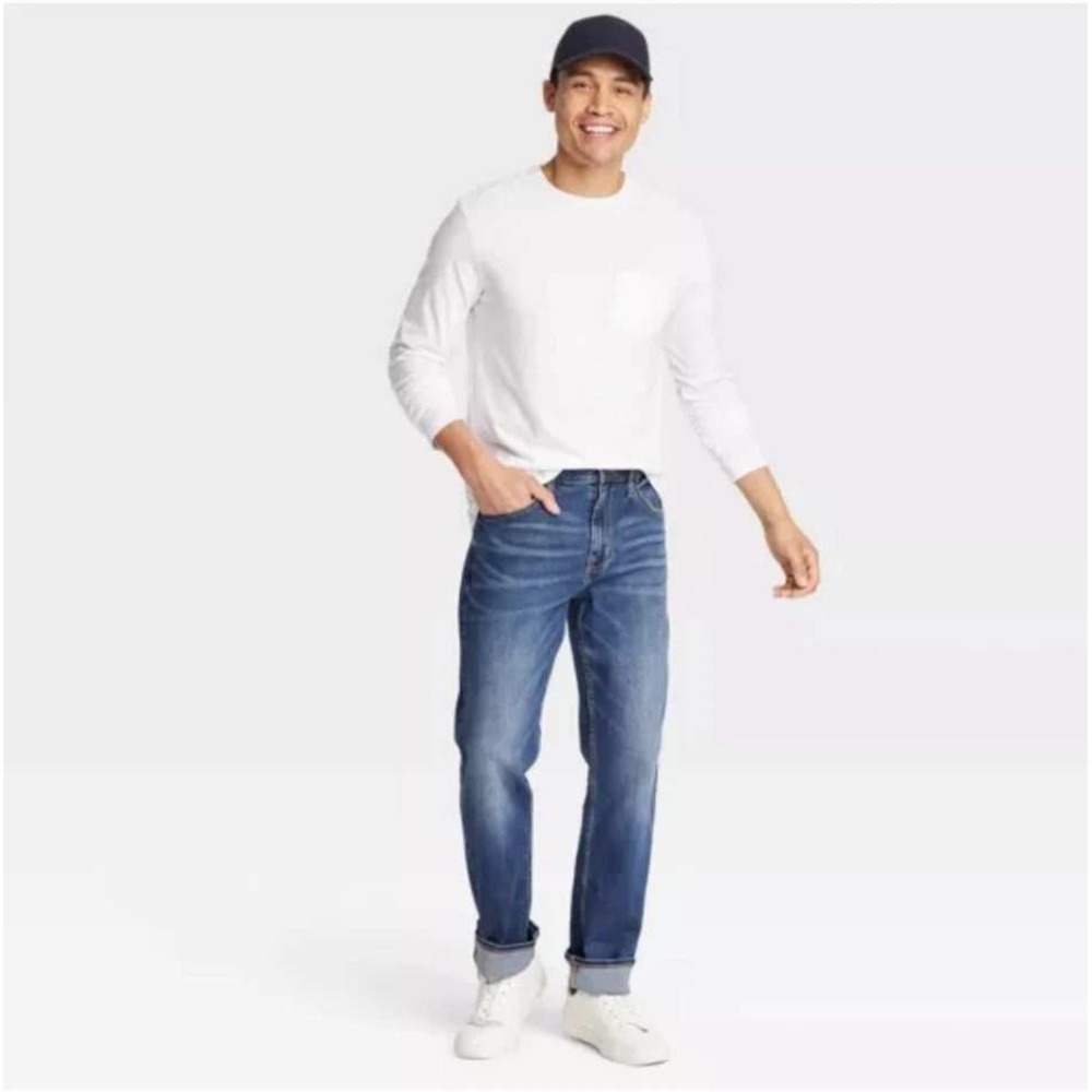 Men's Straight Fit Jeans - Goodfellow‎ & Co™ Dark Blue Wash 32x34 - Picture 4 of 4